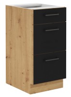 Szafka kuchenna Modena czarna dąb artisan stojąca szuflady
