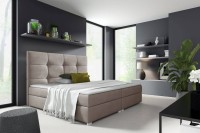 łóżko kontynentalne 160x200 z pojemnikiem tapicerowane do sypialni z materacem beżowe Harry 1 internetowy sklep meblowy Birdmeble