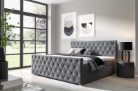 łóżko kontynentalne 180x200 z pojemnikiem do sypialni tapicerowane z materacem szare Nadia front internetowy sklep meblowy Birdmeble