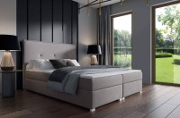 łóżko kontynentalne 140x200 z pojemnikiem do sypialni tapicerowane z materacem szare Lara sklep meblowy Birdmeble