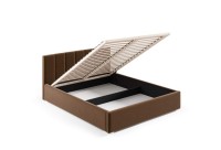 Łóżko tapicerowane 140x200 z pojemnikiem do sypialni jednoosobowe młodzieżowe drewniany stelaż sklep meblowy BirdMeble