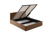 Łóżko tapicerowane 140x200 z pojemnikiem do sypialni młodzieżowe metalowy stelaż  Ledo sklep meblowy BirdMeble