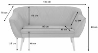 Zestaw wypoczynkowy skandynawski sofa dwuosobowa Rosa 2 wymiary - internetowy sklep meblowy Bird Meble