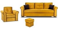 Zestaw wypoczynkowy do salonu Merida sofa i fotel z podnóżkiem ciemny zielony - internetowy sklep meblowy Bird Meble