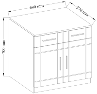 Komoda z 2 szufladami do salonu Paris GR 2D 2S Grafit/Dąb Sonoma wymiary