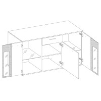 Komoda z szufladą Salsa DL20 3D 1S Dąb Lefkas Otwarta zamknięta