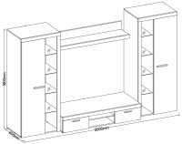 Meblościanka do salonu Rumba XL SO01 Dąb Sonoma wymiary