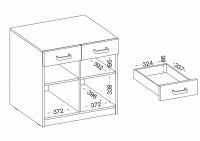 Szafka biurowa z szufladami Malta 105 2F 2S Jasny Szary wymiary wewnętrzne
