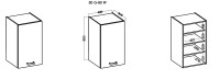 Wymiary szafki LUNA 50 G-90 1F
