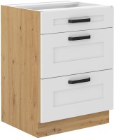 Dolna szafka kuchenna z 3 szufladami LUNA 60 D 3S Biały/Dąb Artisan
