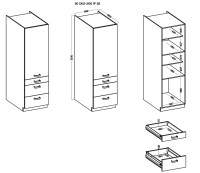 Wymiary szafki kuchennej stojącej z kolekcji LUNA 60 DKS-210 3S 1F