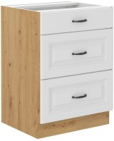 Szafka STILO 60 D 3S Biały/Dąb Artisan kuchenna dolna z szufladami