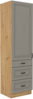 Wysoka szafka kuchenna słupek STILO 60 DKS-210 3S 1F z szufladami gliniasty szary/dąb artisan
