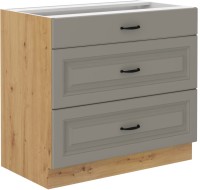 Szafka kuchenna STILO 80 D 3S Gliniasty Szary/Dąb Artisan dolna z szufladami