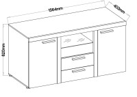 Meblościanka do salonu Rumba WH01 z komodą WH20 2D 2S Biały LED wymiary komody