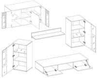 Meblościanka pod telewizor Salsa DL01 z komodą DL20 3D 2S Dąb Lefkas wymiary otwarta