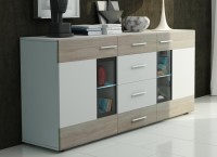Komoda z 4 szufladami do pokoju Tango WH20 2D 4S Biały/Dąb Sonoma + LED