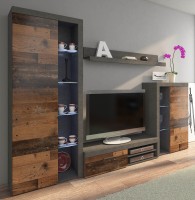 Meblościanka do salonu Rumba OLDMAT01 Old Style/Matera + LED