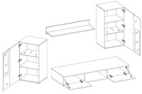Meblościanka pod telewizor Salsa DL01 Dąb Lefkas + LED wymiary otwarta
