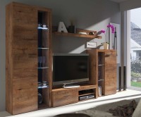 Meblościanka do salonu Rumba DL01 Dąb Lefkas + LED