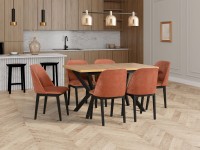 Stół z metalowymi nogami do salonu jadalni loftowy 140/180x80 IKON 4 Czarny/Dąb Artisan - internetowy sklep meblowy BIRD Meble