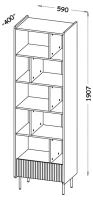 Wymiary regału otwartego z szufladą na książki Prestigo P10 - internetowy sklep meblowy BIRD Meble