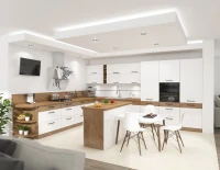 Szafka kuchenna słupek z 3 szufladami pod piekarnik VIGO 60 DPS-145 3S Połysk Biały/Lancelot Aranżacja z wyspą