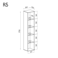 Wymiary regał otwarty na książki romero 5 półek