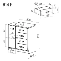 Wymiary zewnętrzne i wewnętrzne komody romero z szufladami 80 cm