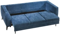 Sofa niebieska imperia z otwartym pojemnikiem na pościel