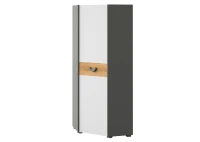 Szafa narożna do pokoju młodzieżowego Carini CA7 w kolorze Dąb Nash/Biały Brylantowy/Grafit.