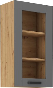 Szafka kuchenna wisząca górna z witryną LUNA 40 GS-90 1F Szary/Dąb Artisan