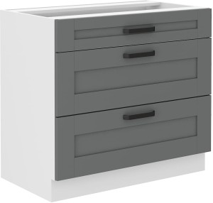 Szafka kuchenna dolna z 3 szufladami LUNA 80 D 3S Szary/Biały