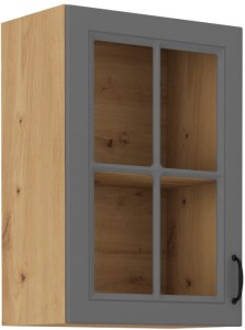 Szafka kuchenna wisząca górna z witryną STILO 40 GS-72 1F Szary/Dąb Artisan
