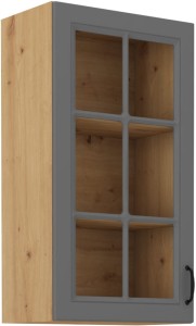 Szafka kuchenna wisząca górna z witryną STILO 40 GS-90 1F Szary/Dąb Artisan
