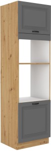 Wysoka szafka słupek na piekarnik i mikrofale STILO 60 DPM-210 2F Szary/Dąb Artisan