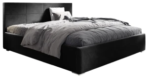 Łóżko tapicerowane 180x200 z pojemnikiem Matia Czarne Metalowy Stelaż