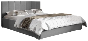 Łóżko tapicerowane 180x200 z pojemnikiem i materacem Ledo Szare