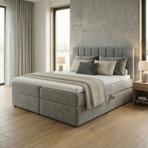 Łóżko kontynentalne 180x200 SONNO BELLO z 2 pojemnikami szare