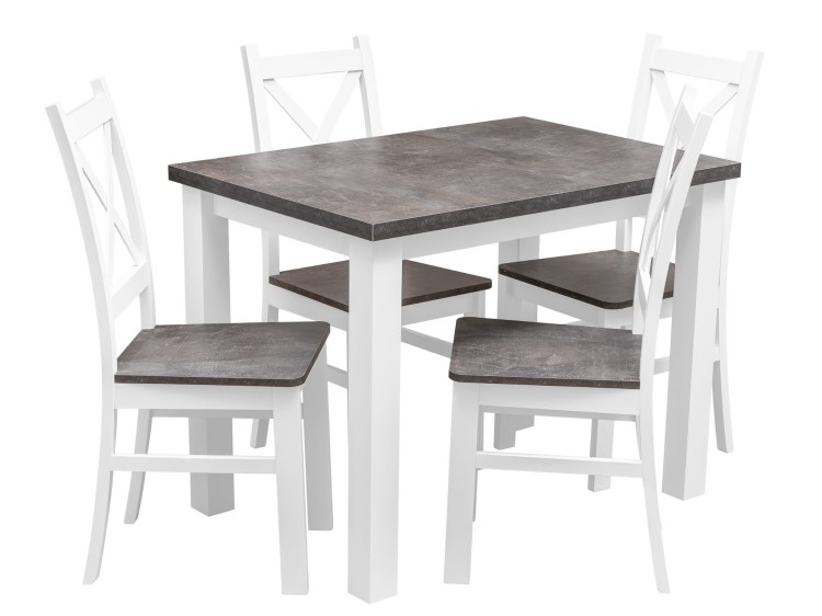 Stół 100x70 beton z czterema krzesłami