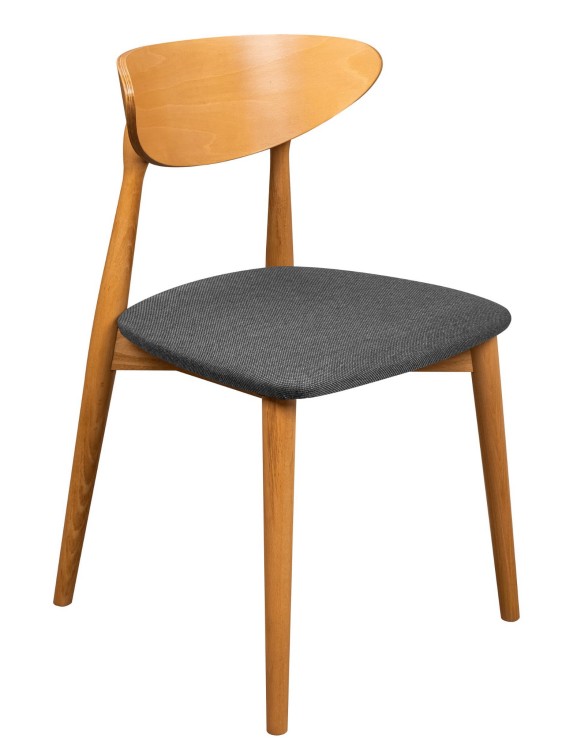 Krzesło skandynawskie tapicerowane do jadalni jasny dąb/grafit - internetowy sklep meblowy Bird Meble