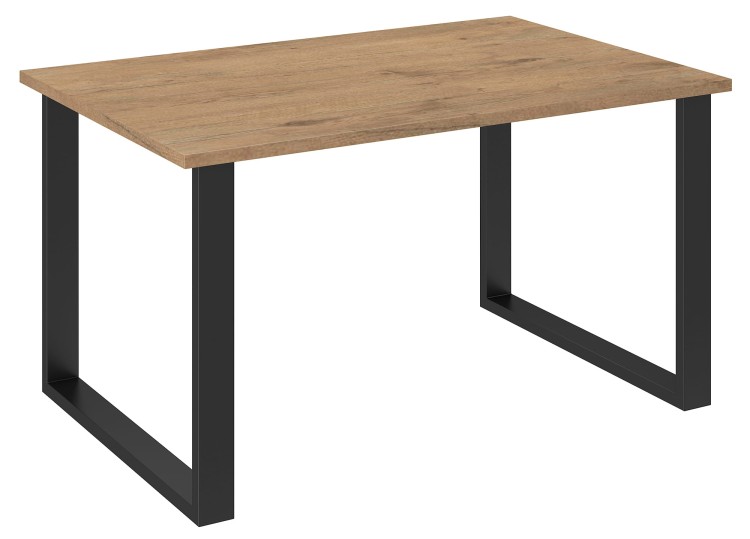 Nowoczesny Stół 138x90 loft w stylu industrialnym do biura gabinetu kuchni jadalni salonu z metalowymi nogami czarnymi prostymi stabilny porządny solidny gruby blat dąb lancelot