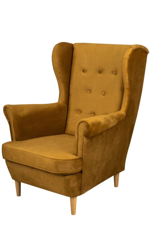 Fotel uszak skandynawski Floki złoty - internetowy sklep meblowy Bird Meble