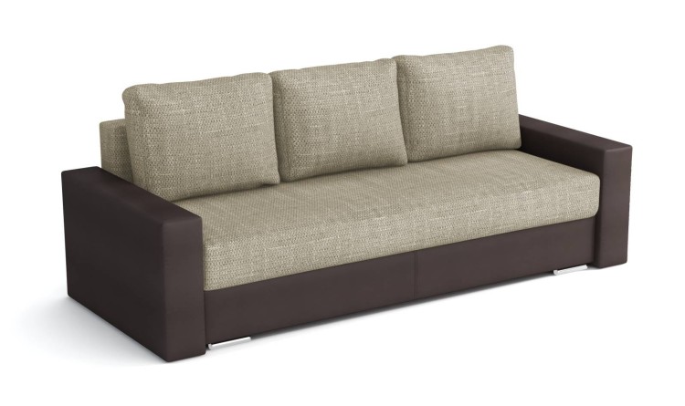 Kanapa z funkcją spania do salonu na sprężynach z pojemnikiem sofa rozkładana Klass Plus brąz/cappucino - internetowy sklep meblowy Bird Meble