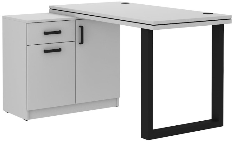 Biurko narożne z komodą Malta 140 Jasny Szary