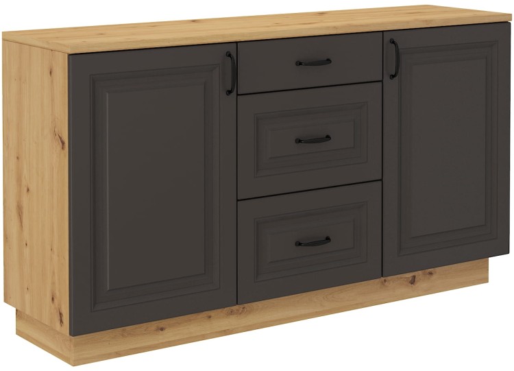 Komoda z 3 szufladami do salonu Flawia GRAR 150 2D 2S Grafit/Artisan