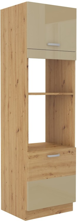 Wysoka szafka do kuchni pod piekarnik HG 60 DPM-210 2F Cappucino/Dąb Artisan