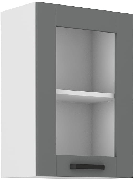 Górna szafka wisząca z witryną do kuchni z kolekcji LUNA 40 GS-72 1F Szary/Biały