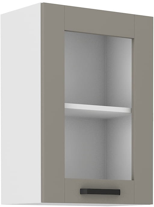 Górna szafka wisząca z witryną do kuchni z kolekcji LUNA 40 GS-72 1F Gliniasty Szary/Biały