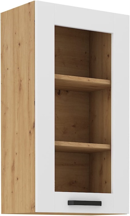 Górna szafka wisząca z witryną do kuchni z kolekcji LUNA 40 GS-90 1F Biały/Dąb Artisan